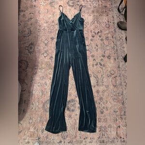 Express green velvet jumpsuit